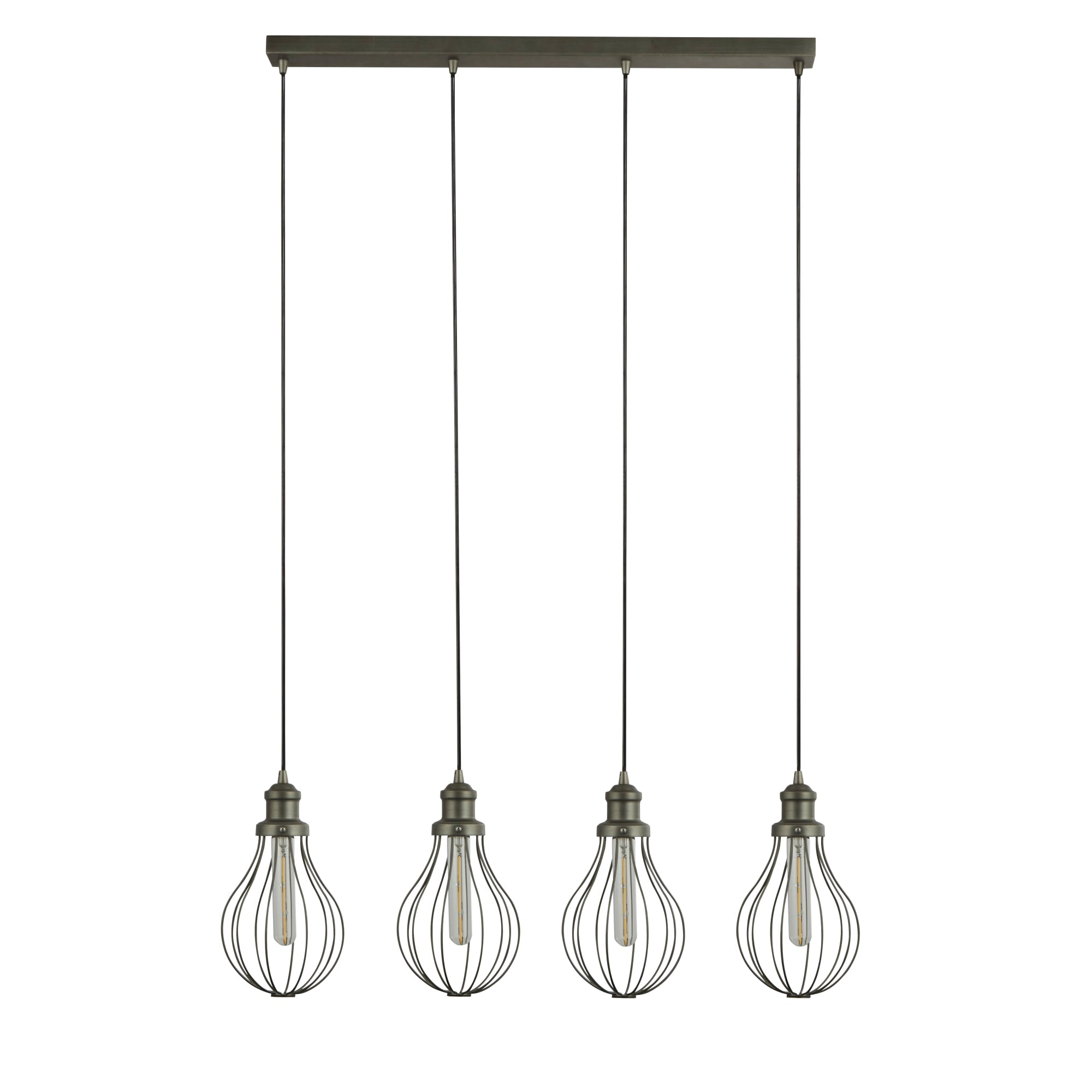 Lampadario Contemporaneo Balloon Acciaio Argento 4 Luci E27