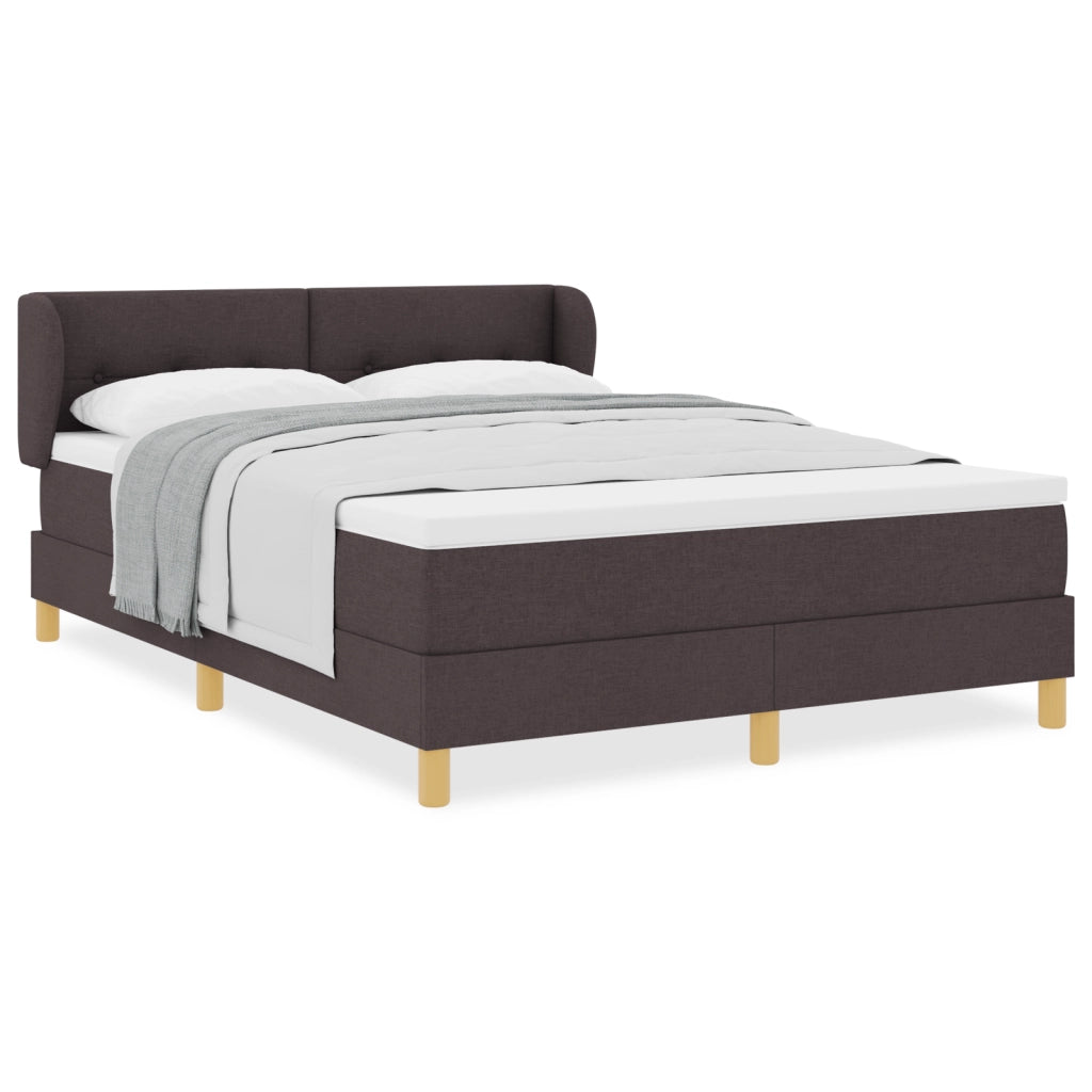 Letto Box Spring con Materasso - Marrone Scuro, 160x200 cm, Tessuto