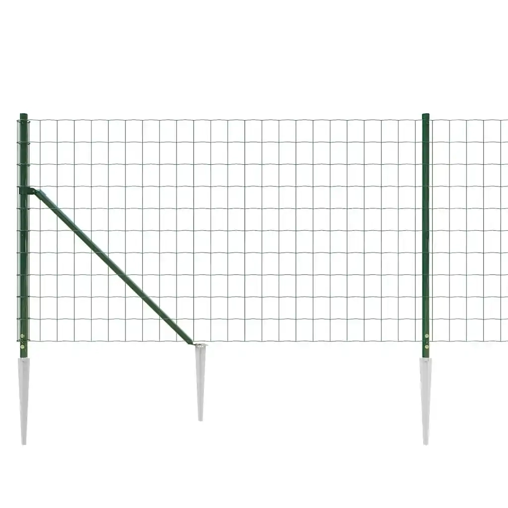 Recinzione Metallica con Picchetti Ancoraggio Verde 0,8x25 m 154120
