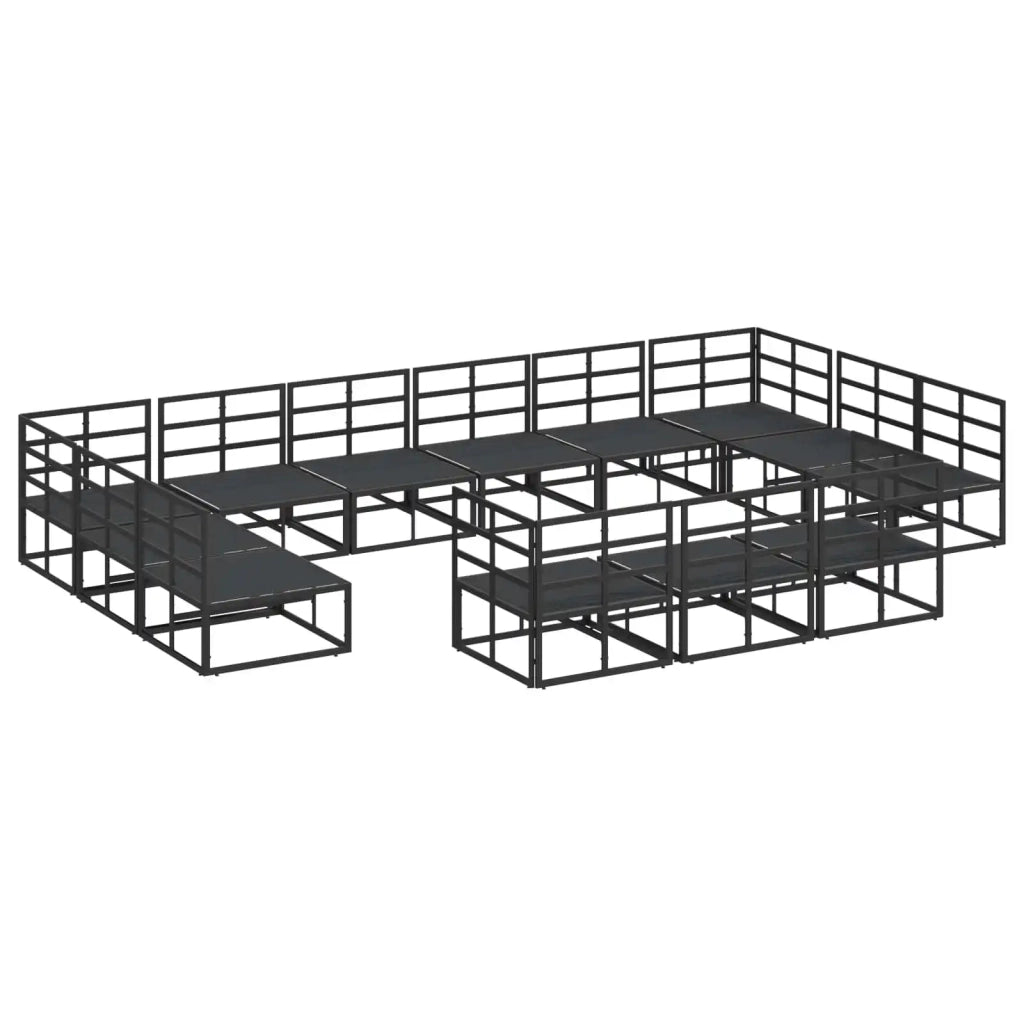 Set Divano da Giardino con cuscino 13 pcs Nero Alluminio 3378926