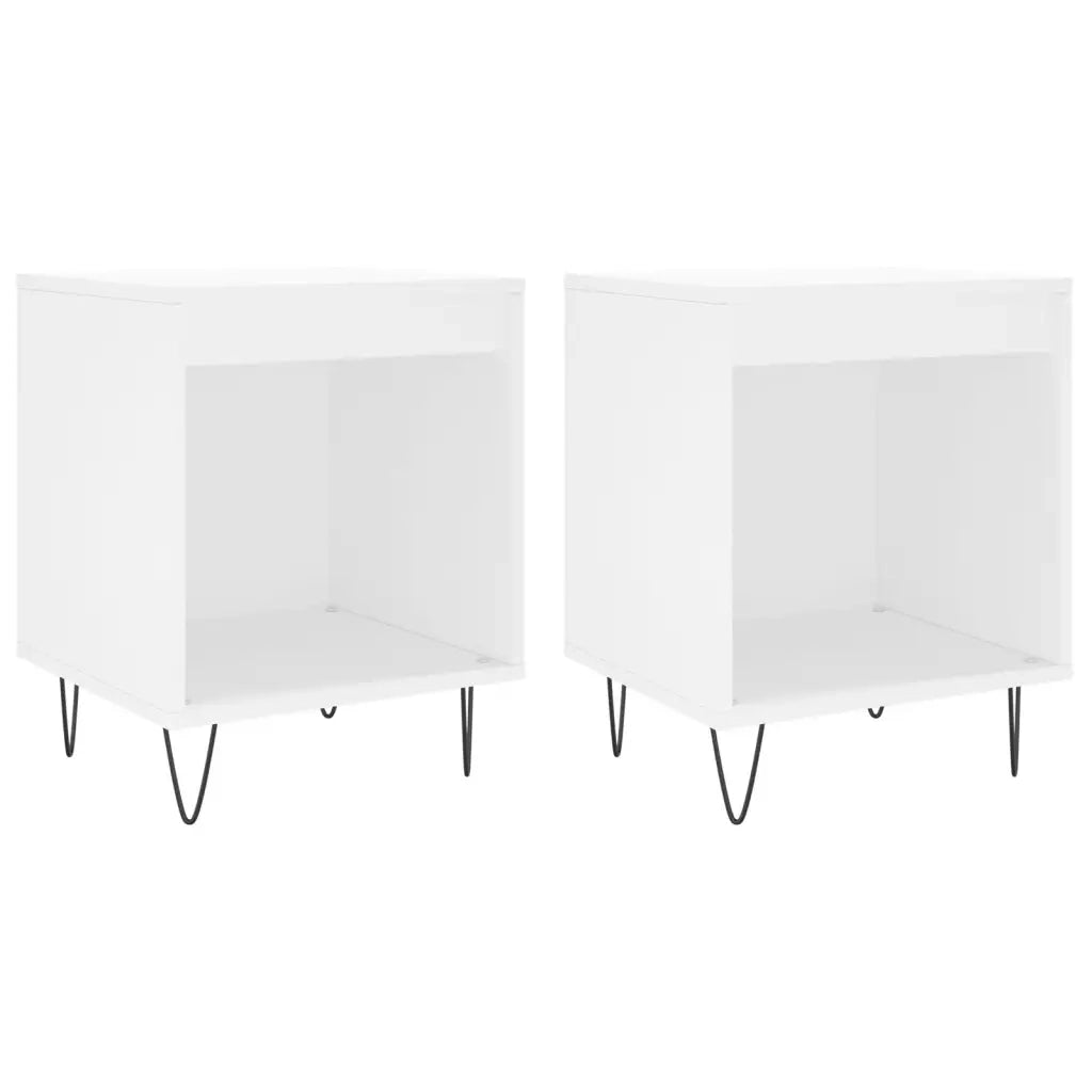 Comodini 2pz Bianchi 40x35x50 cm in Legno Multistrato 830717