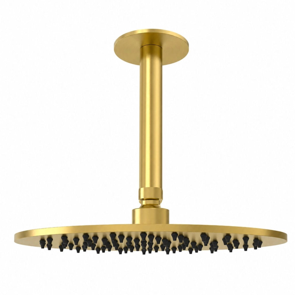 SINED Braccio soffione doccia a soffitto 25 cm oro acciaio inox 316L installazione a soffitto resistenza a corrosione e usura KIT-SOFFITTO-SOFFIONE-LEVANTE-CORTO-25-ORO