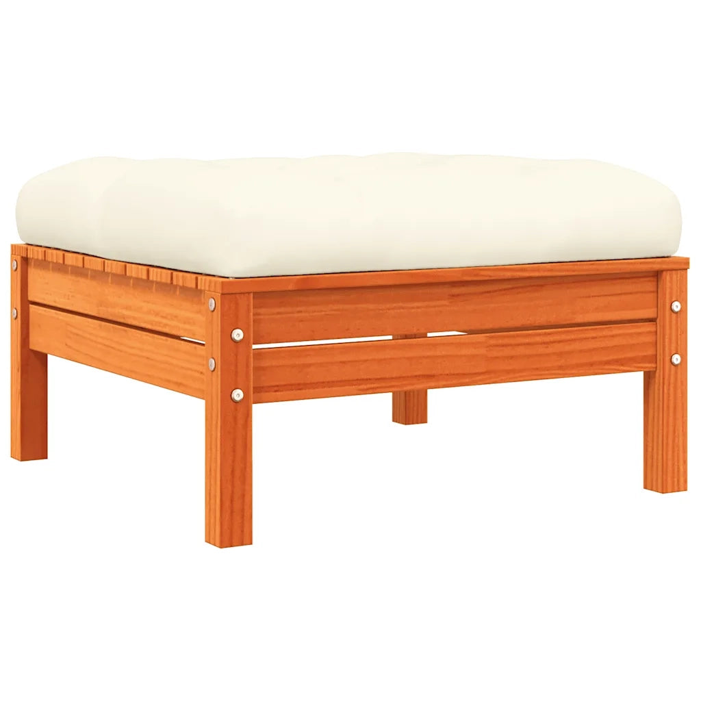 Poggiapiedi Giardino con Cuscini 2 pz Marrone Cera Massello Pino CFW3561651