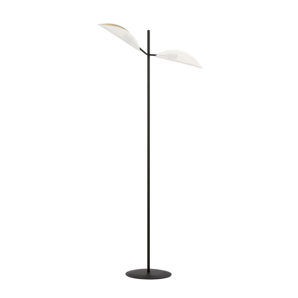 Lampada da terra Emibig VENE 2xE14 metallo rattan nero bianco