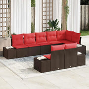 Set Divano da Giardino con cuscino 8 pcs Marrone polyrattan 3347114