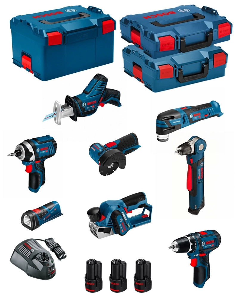 BOSCH Kit 12V BMK8-28ED3 (GSR 12V-15 + GDR 12V-105 + GWB 12V-10 + GWS 12V-76 + GOP 12V-28 + GSA 12V-14 + GHO 12V-20)