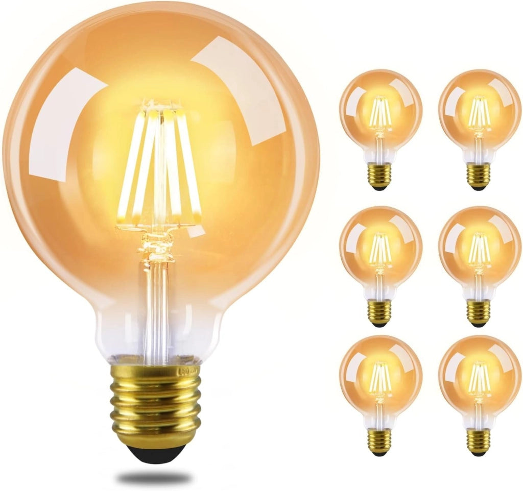 ZMH Confezione da 6 lampadine LED E27 lampada vintage G80 2700K 4W Edison filamento bianco caldo per bar bar hotel