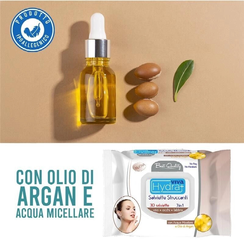 MAURY'S SALVIETTE DETERGENTI UMIDIFICATE STRUCCANTI 3IN1 30PZ OLIO DI ARGAN