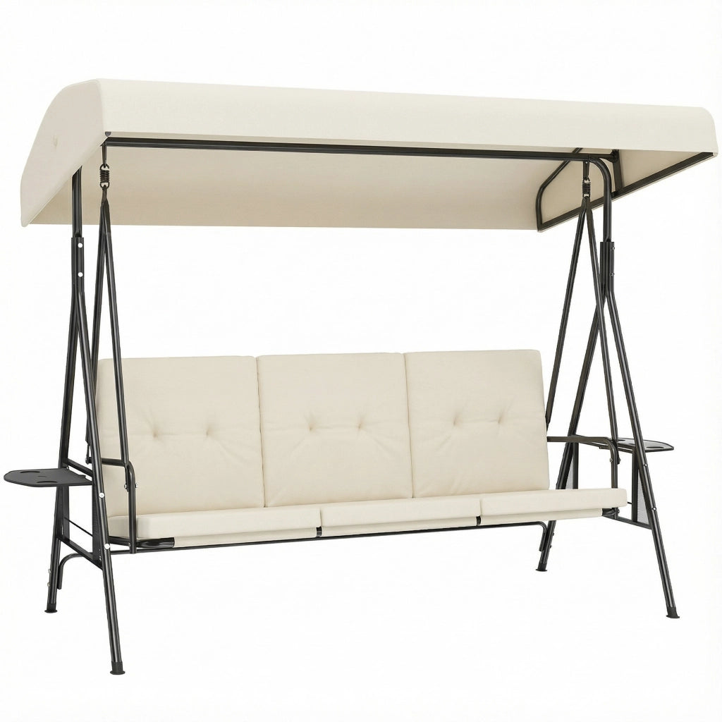 Amaca da giardino 3 posti con tetto regolabile ¨C zephmum ¨C Grigio, poliestere, 240x140x180 cm