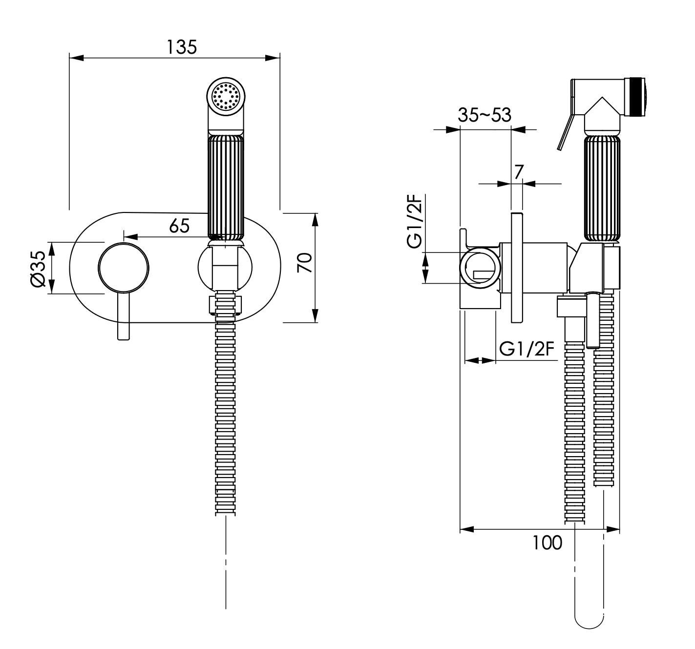 Kit igiene doccetta bidet idroscopino in ottone completo