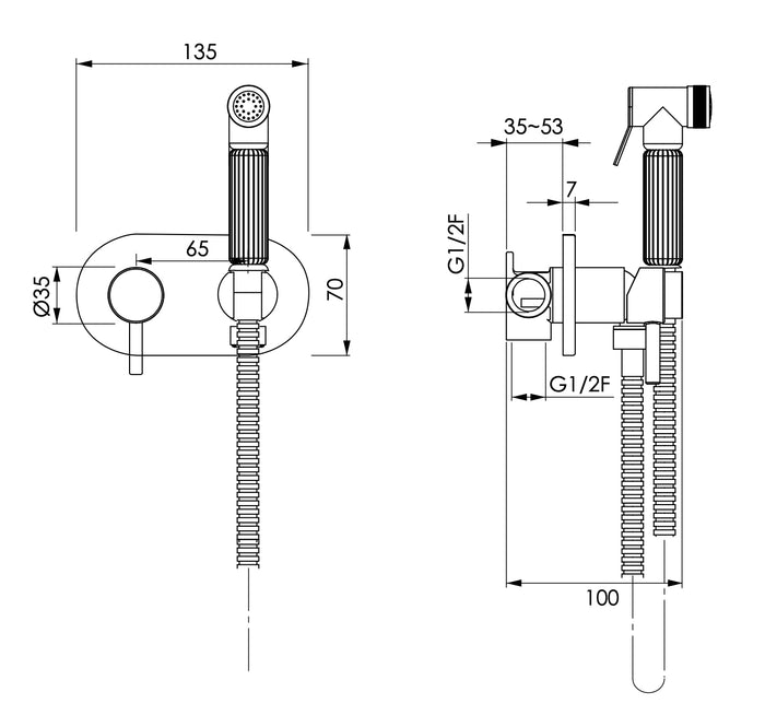 Kit igiene doccetta bidet idroscopino in ottone completo