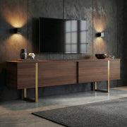 Abishia, Mobile Porta tv 2 Ante, 180x30x50h cm Marrone Quercia