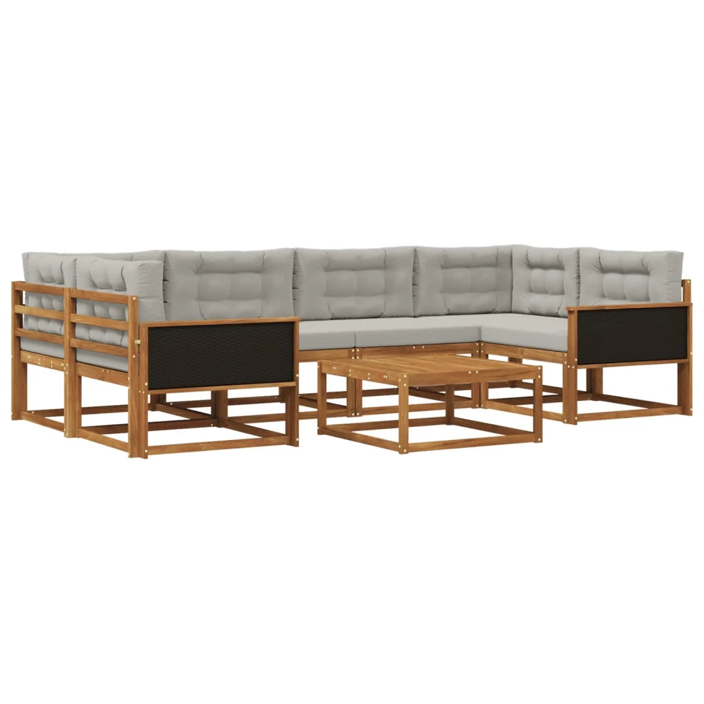 Set di divani da esterno 7 pcs Naturale e Grigio chiaro