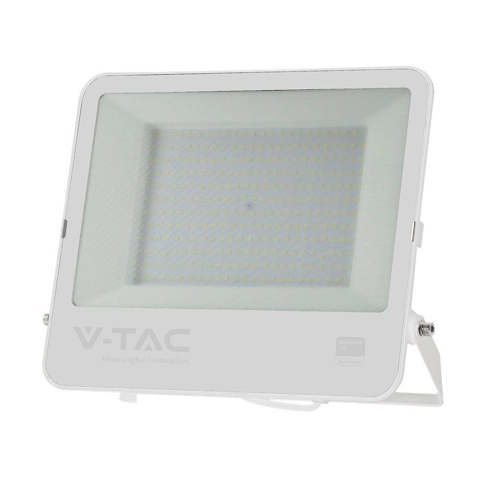 Proiettore LED 200W SMD SAMSUNG Cavo 1m Bianco Vetro Opaco Bianco 6400K 17540lm – V-TAC – VT-44204-W