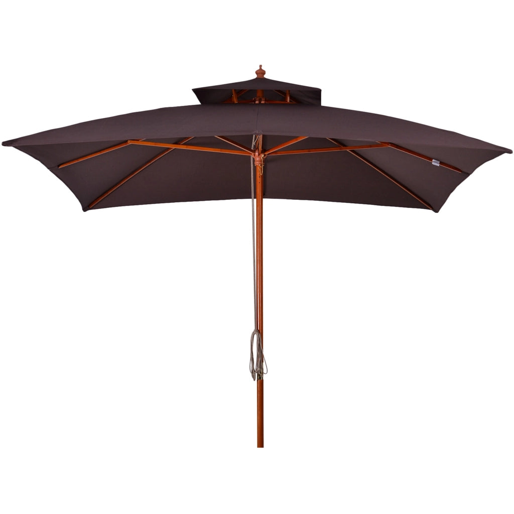 Easycomfort Ombrellone 3x3 m da Giardino e Terrazza con 8 Stecche e Copertura Parasole a 2 Livelli, Marrone