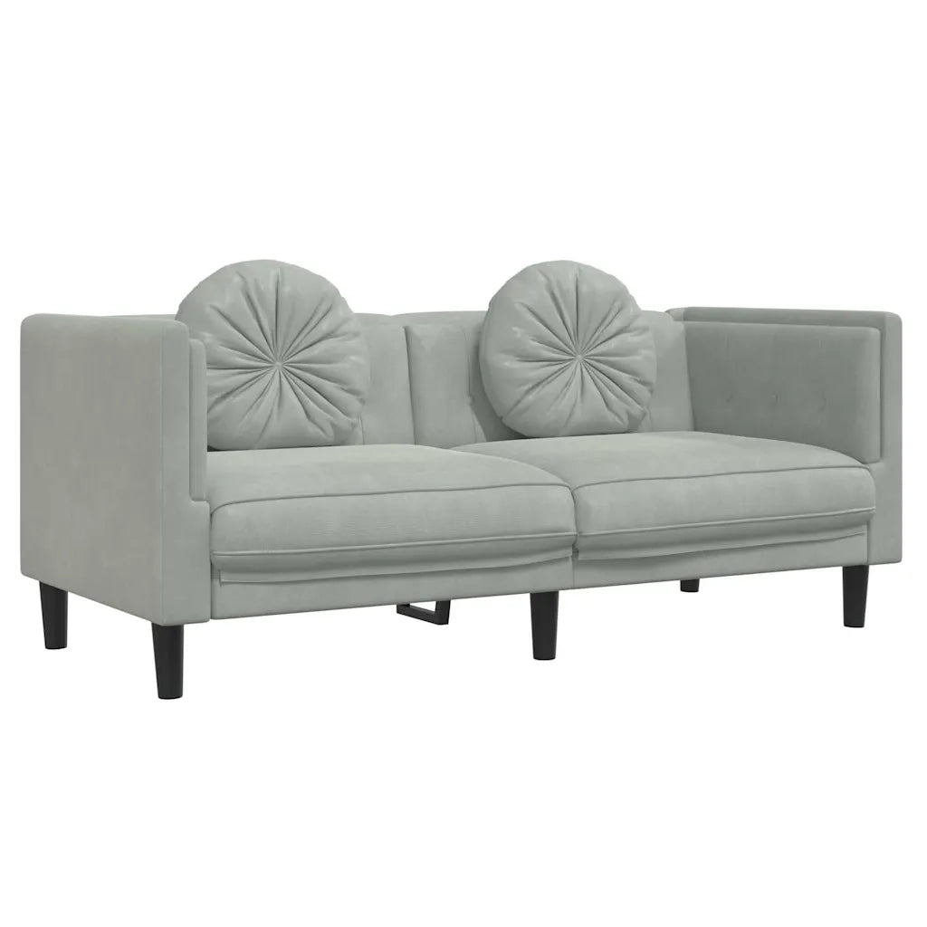Divano a 2 Posti con Cuscini Grigio Chiaro in Vellutocod mxl 115382