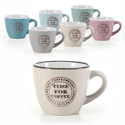 SET 12 TAZZINE DA CAFFE COLORI PASTELLO "TIME FOR COFEE"  90CC