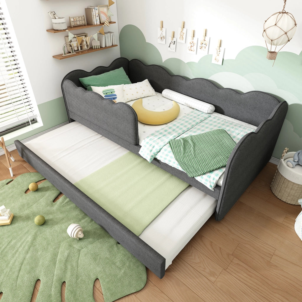LETTO Giorno estraibile 90x190 cm in lino grigio