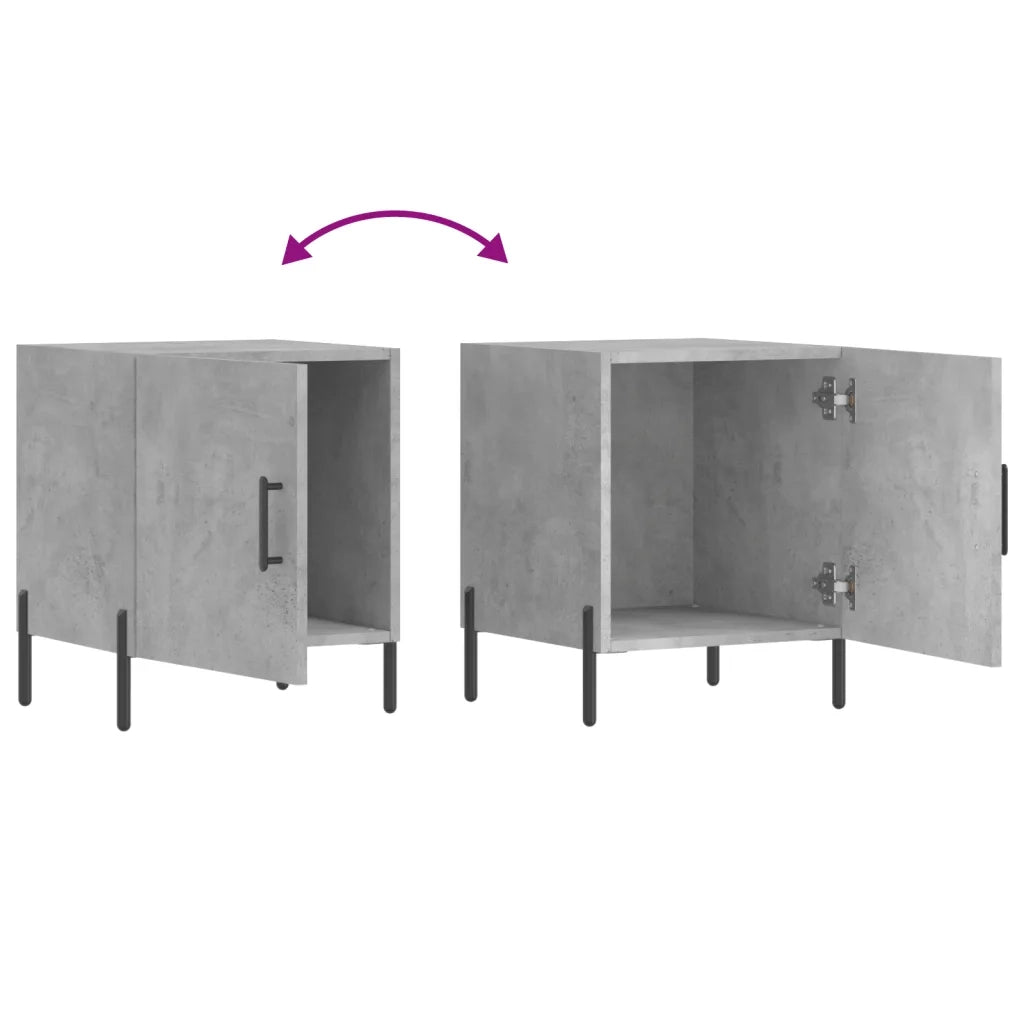 Set di 2 Comodini | Armadio da Notte | Mobiletto da notte Grigio Cemento 40x40x50 cm in Legno Multistrato