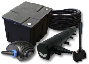 Set filtro per laghetto da 12000l Chiarificatore 72W Pompa CTF ECO 40W Tubo 25m Fontana
