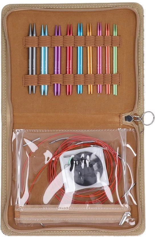 Set di aghi per cucito a forma rotonda 18 pezzi - Alluminio/Interchangeabile - 9 misure 3mm-6mm - Borsa di trasporto - Materiale duraturo - Utilizzo domestico - Aghi per cucito