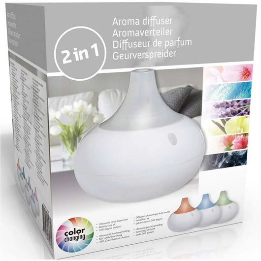 Diffusore Aromi USB Luce LED 8 Colori Aromaterapia Olio Profumato 140ml Bianco