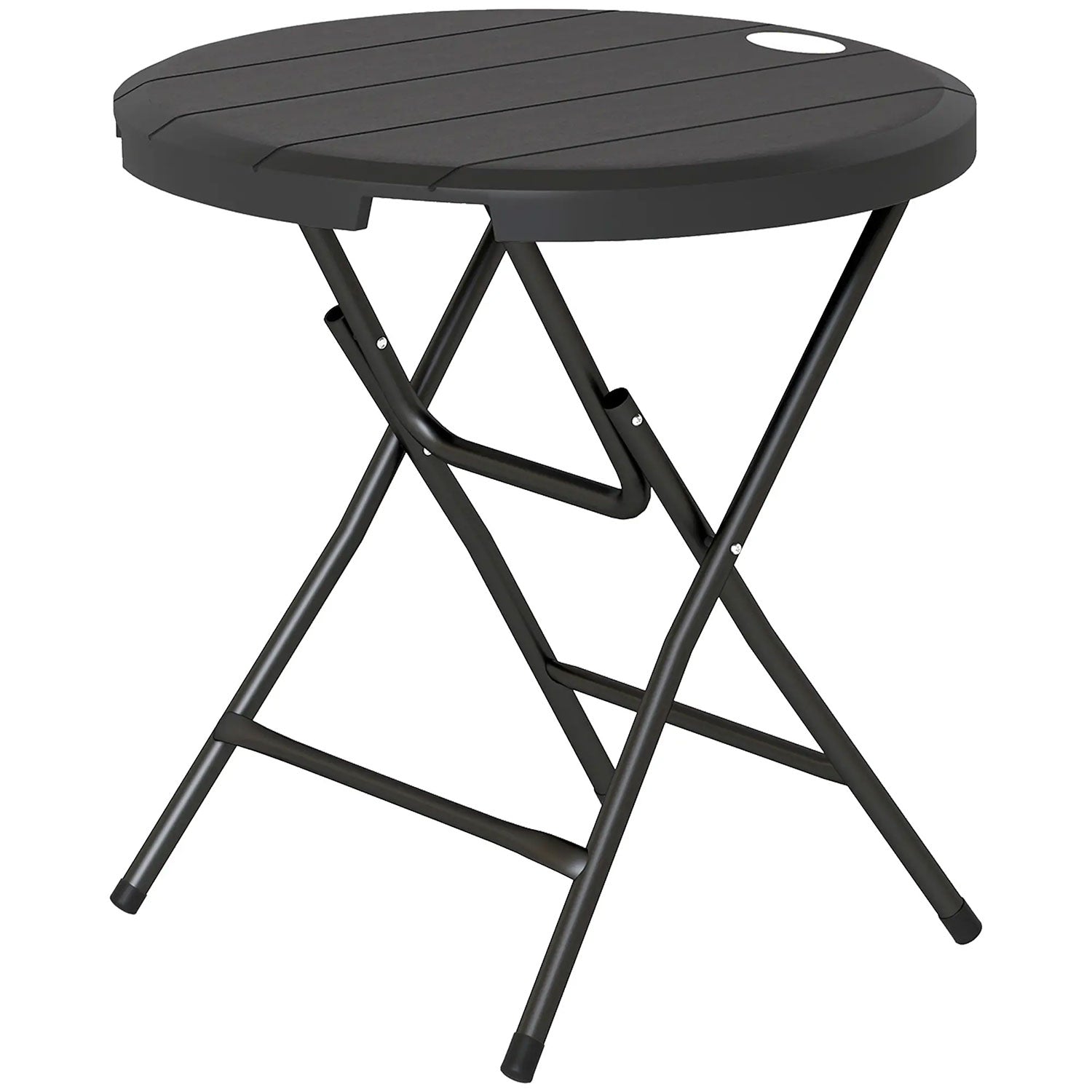 Tavolo da Giardino Ø80x73 cm Rotondo Pieghevole per 4 Persone in Alluminio e Plastica HDPE Grigio