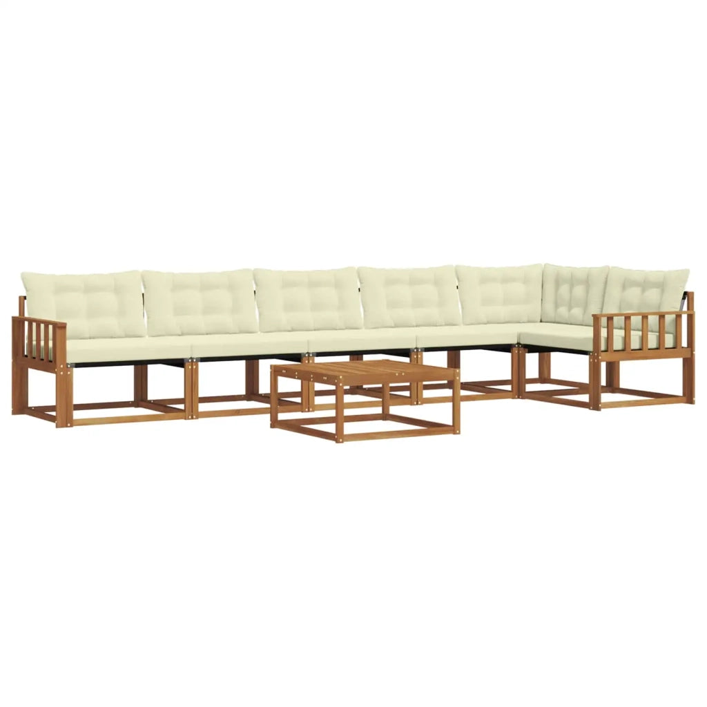 Set di divani da esterno con cuscino 7 pcs Naturale e Crema