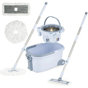 Set mocio e secchio con lavaggio senza mani e design a doppio serbatoio, Set mocio e secchio con potente assorbimento Blu
