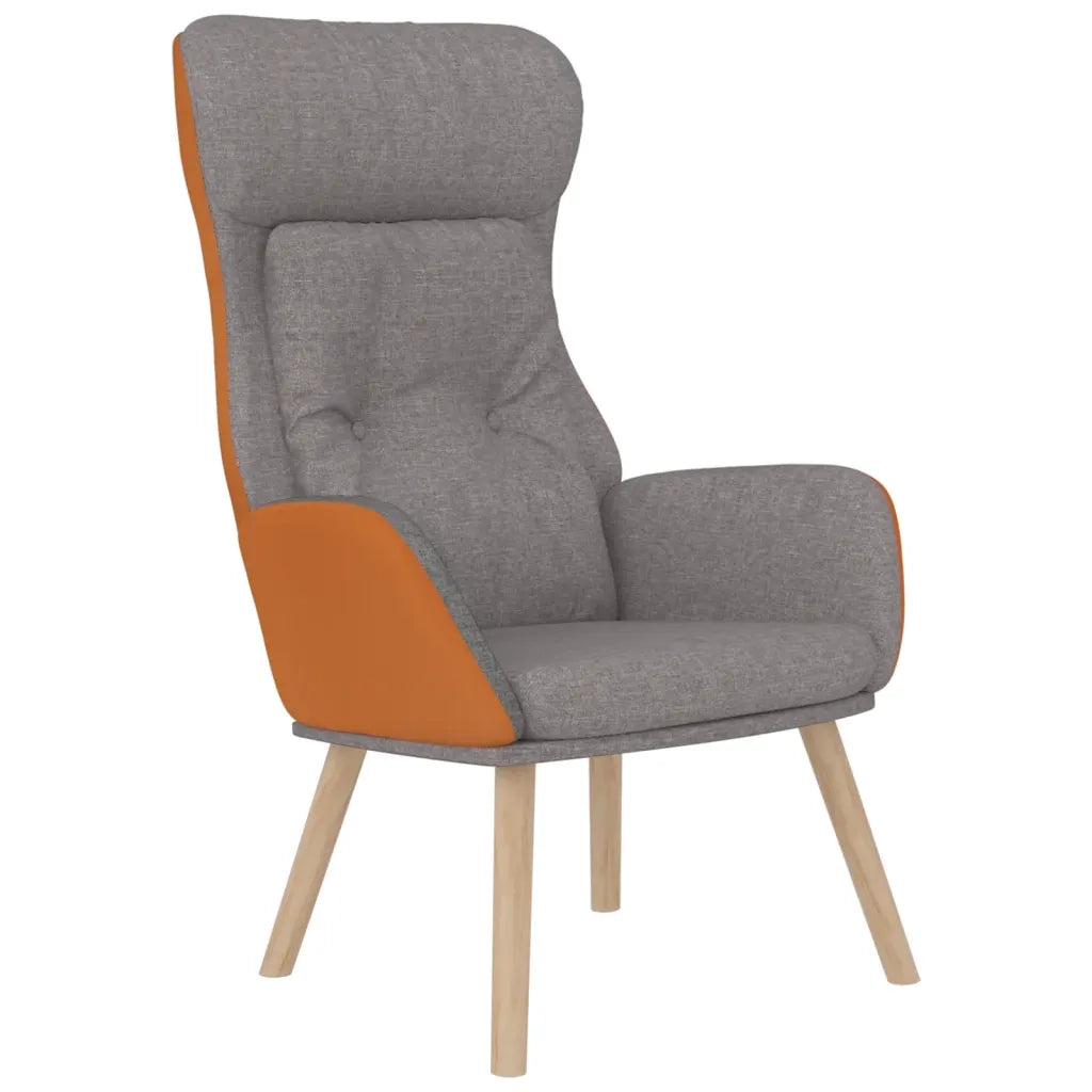 Poltrona Relax e Poggiapiedi Grigio Chiaro Similpelle e Tessuto cod mxl 14580