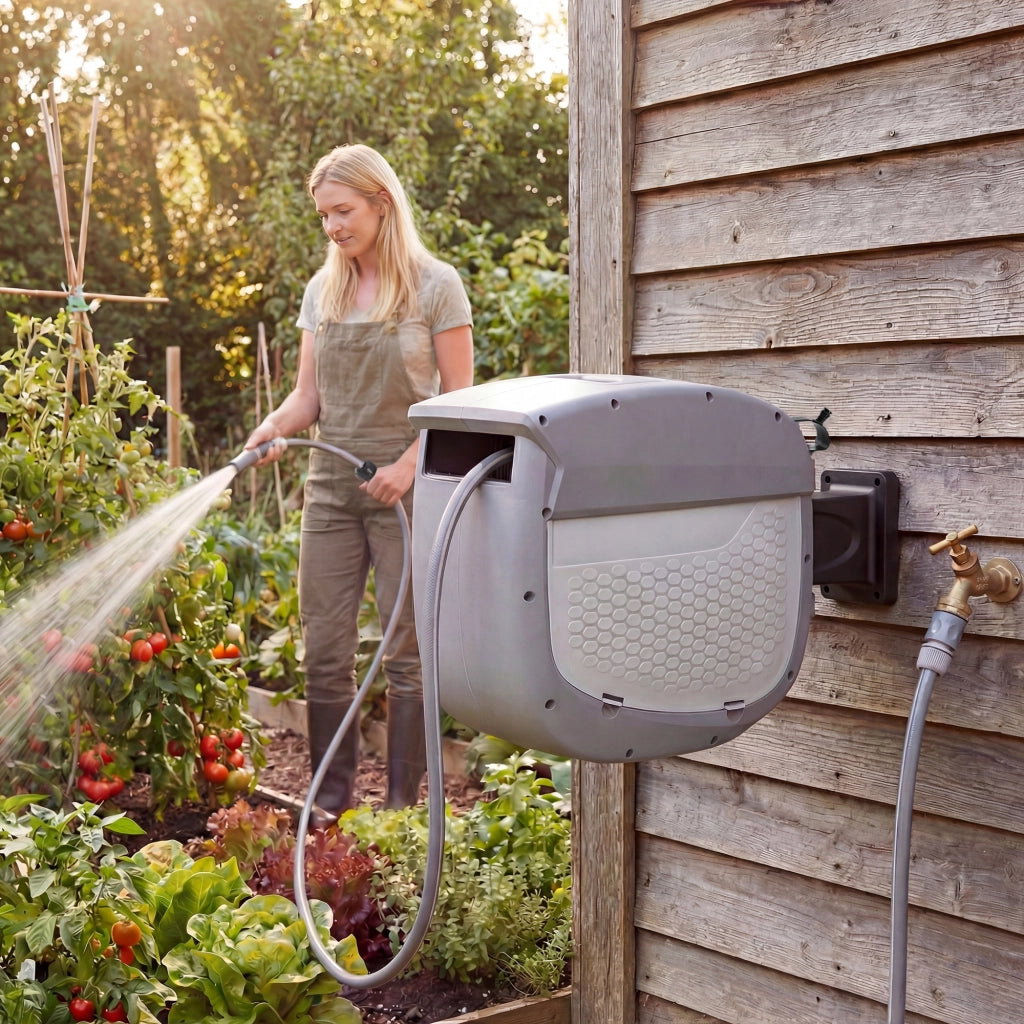 Avvolgitubo per Giardino con Tubo 30 m ¨C zephmum ¨C 180¡ã Girevole, Avvolgimento Automatico