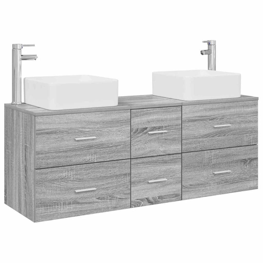 Set di Armadi da Bagno 3 pz Sonoma grigio 49,5 x 41 x 63 cm 3405832