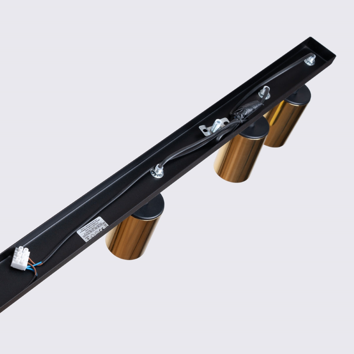 Lampada moderna in acciaio tubolare WINX Bittersweet Shimmer a 6 luci, nera e oro