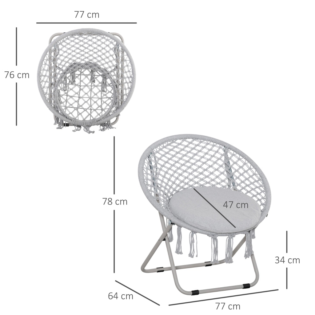 Poltrona a dondolo in rattan ¨C Zephmum ¨C Grigio, 80x90x100 cm