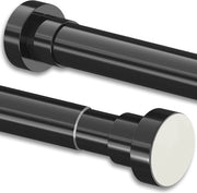 Stang per tenda doccia, senza fori, estensibile, maniglia per tenda, in acciaio inossidabile, maniglie per tenda per armadio, bagno, balcone, tenda doccia (50-80 cm, φ25 mm, nero)