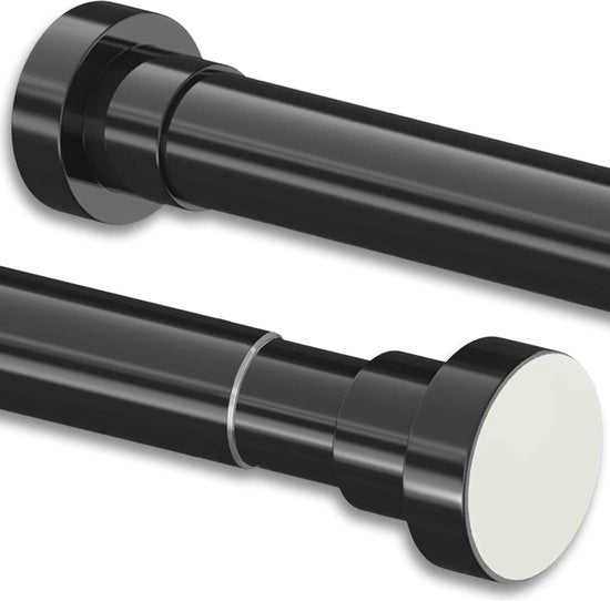Stang per tenda doccia, senza fori, estensibile, maniglia per tenda, in acciaio inossidabile, maniglie per tenda per armadio, bagno, balcone, tenda doccia (50-80 cm, φ25 mm, nero)