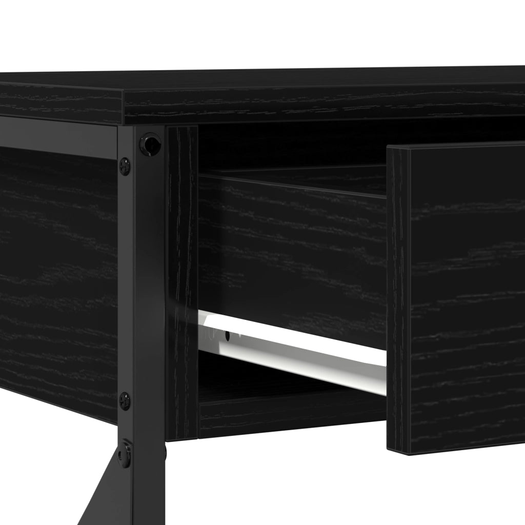 Tavolo Consolle Nero Rovere 100x28x75 cm Legno Ingegnerizzato e Acciaio
