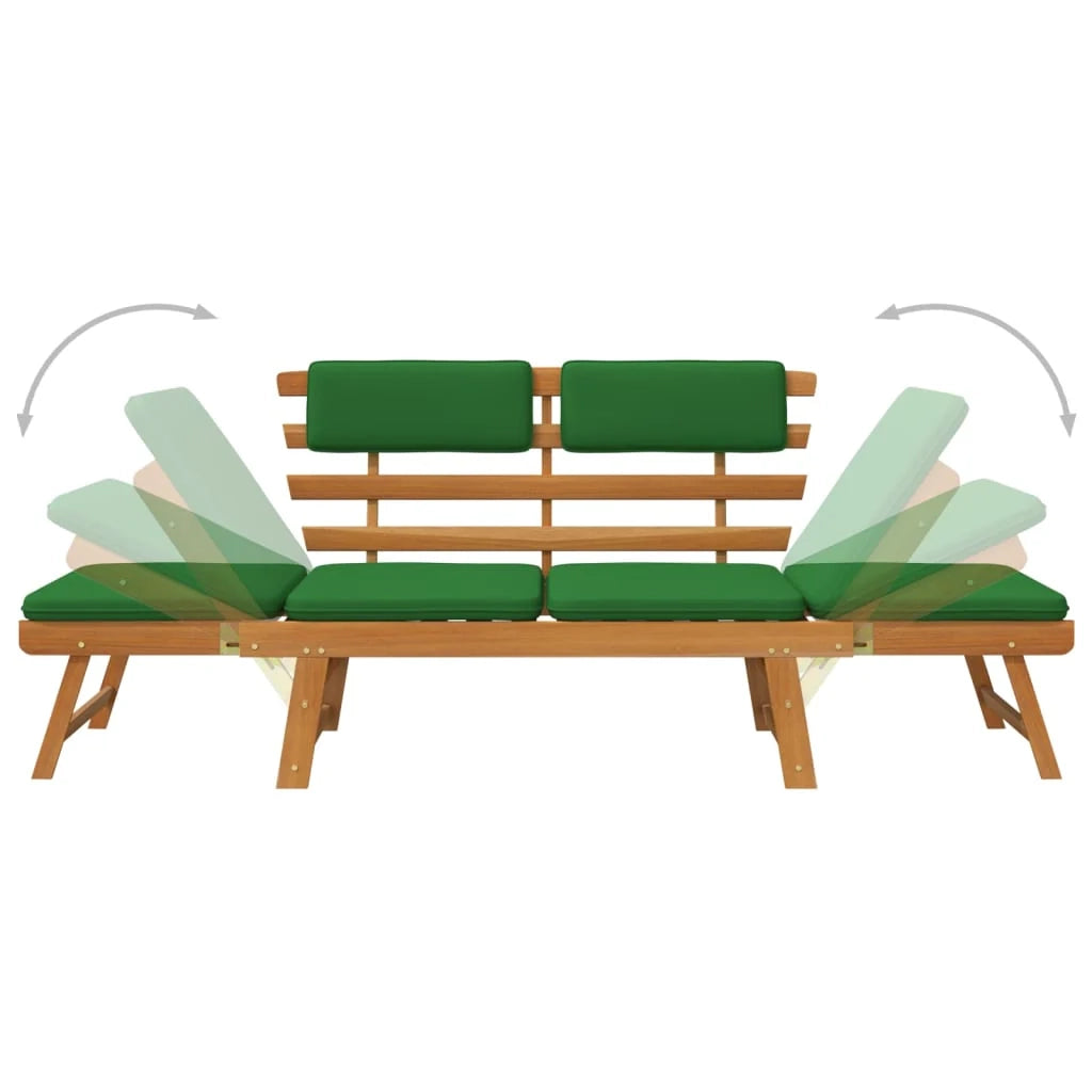 Panca da giardino 2 in 1 per esterni con cuscini 190 x 68 x 74 cm legno massello di acacia 02_0011597