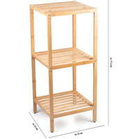 Scaffale a Colonna da Bagno 3 Ripiani Legno Bambù Organizer 33x32x77.5cm