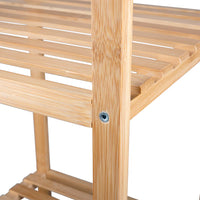 Scaffale a Colonna da Bagno 3 Ripiani Legno Bambù Organizer 33x32x77.5cm