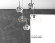 SOSP. OTTONE SAT. RETTANGOLARE 5 LUCI VETRI TUTTI PICCOLO (2X TR+ 3X CR) 1155OS-S5 RP-TC