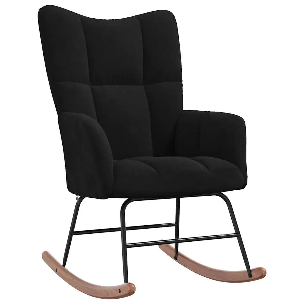Sedia a Dondolo Nera in Velluto CFW3209044