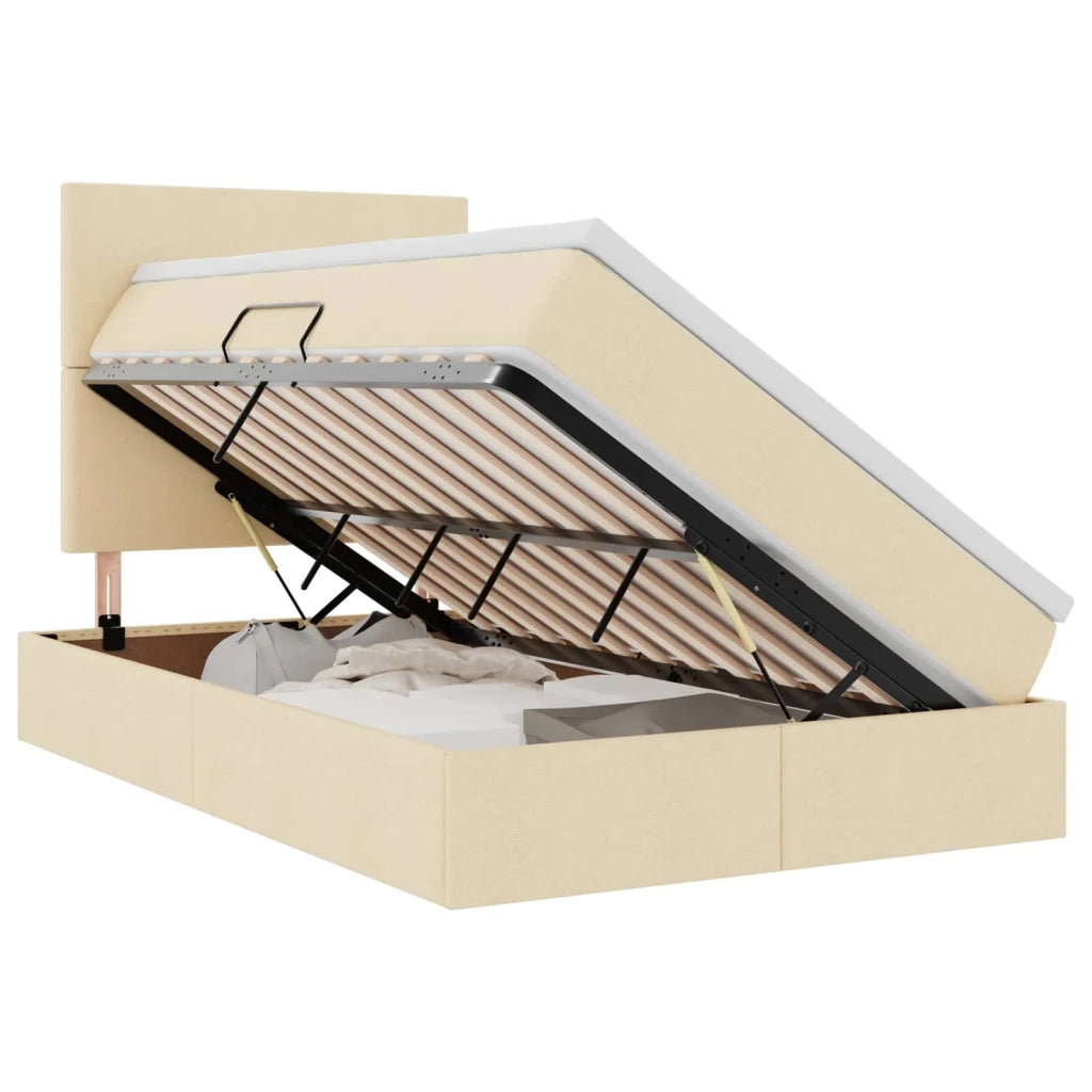 Letto con contenitore e materasso Crema 120 x 200 cm Poliestere 3371713