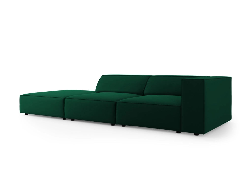 Cosmopolitan Design - Divano sinistro "Arendal" 4 posti in velluto verde bottiglia 