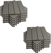 22 pezzi DIY Piastrella da giardino Terrazza Mattonelle Pavimento per casa in WPC Doghe Legno 30x30 cm Grigio Chiaro