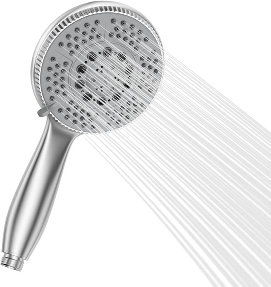 Douchekop con funzione di risparmio d'acqua, alta pressione, 5 modalità di spruzzo, con funzione di doccia e massaggio, capocchia in cromato.