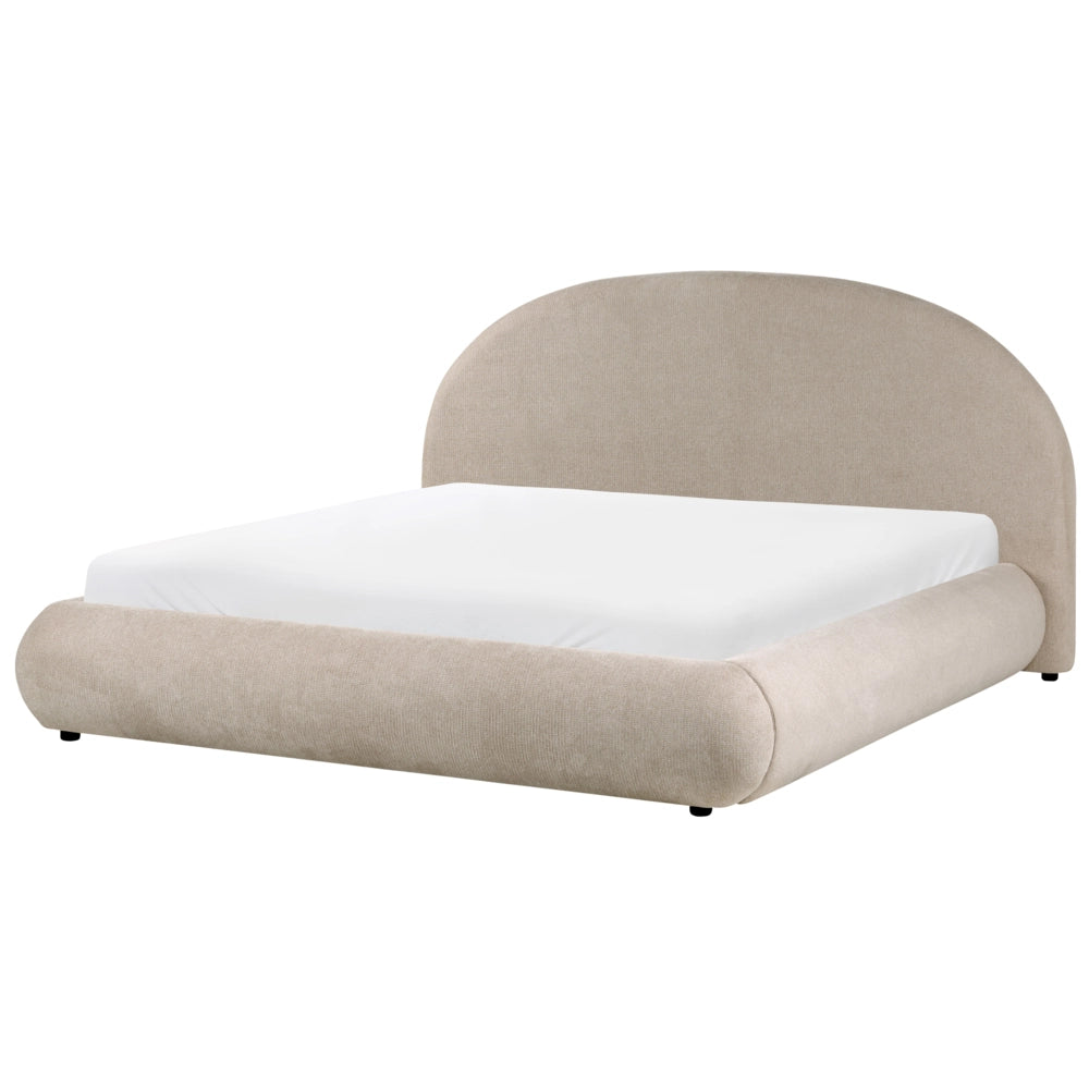 Letto in tessuto tortora 180 x 200 cm con testiera imbottita rete sollevabile e vano contenitore