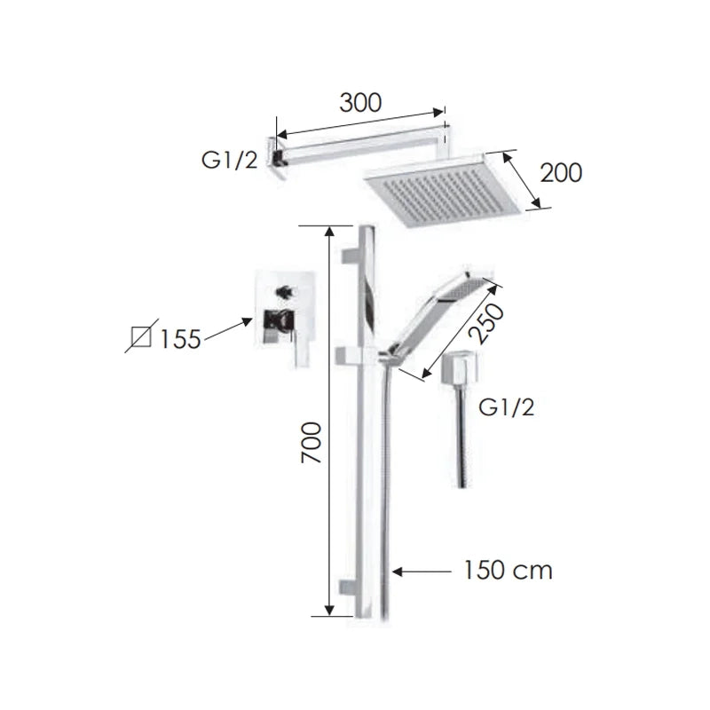 Set doccia quadro moderno - serie wellness qubika