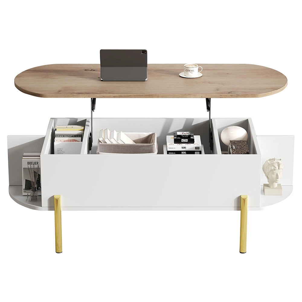 Tavolino multifunzione - Xylo - 120x50cm 7 ripiani legno/bianco