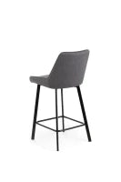 E-STYLO Sgabello da cucina in tessuto grigio scuro con gambe nere, imbottito con poggiapiedi, 50cm X 44cm H. 94cm.